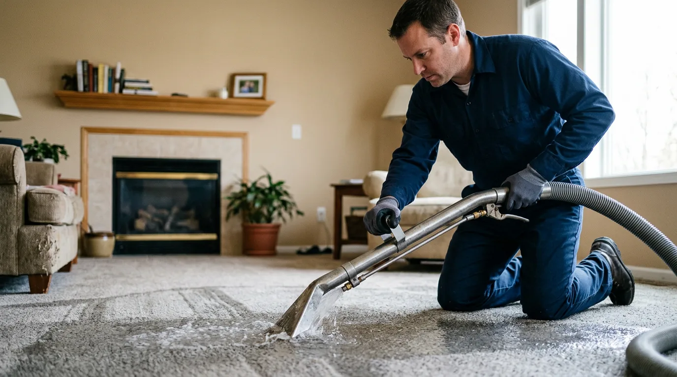 Water damage restoration technician working near Temperanceville, VA